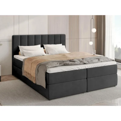 Bromarkt Boxspringbett DENVER in Anthrazit, Liegefläche 140x200 cm